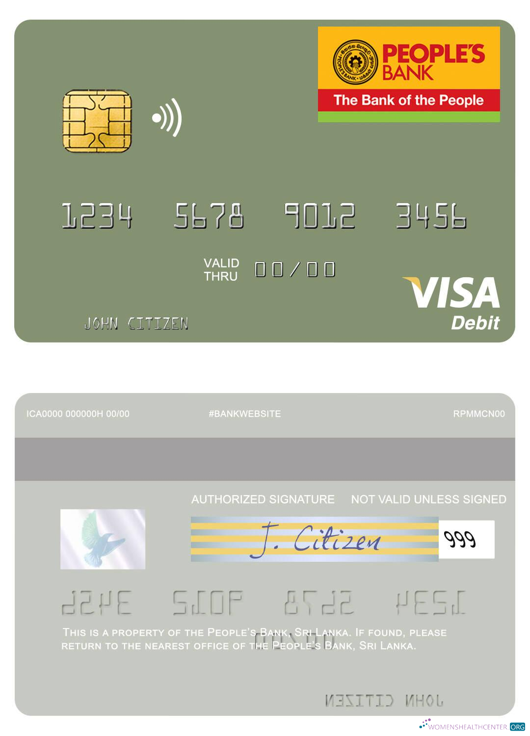 Download Sri Lanka People’s Bank visa debit card Photoshop template